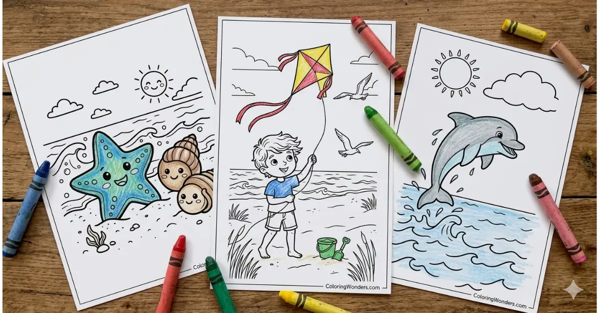 Beach coloring pages