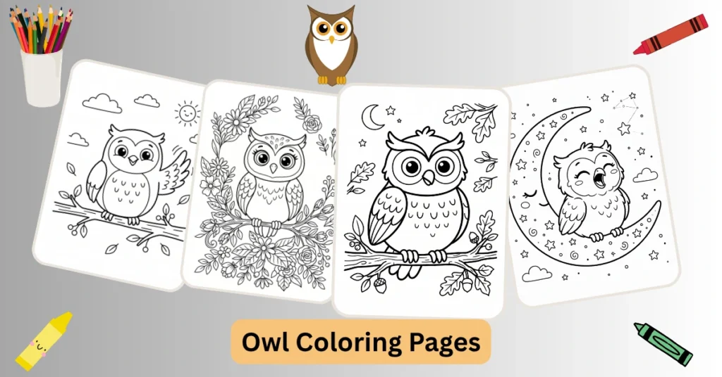 Owl coloring sheets for kids
