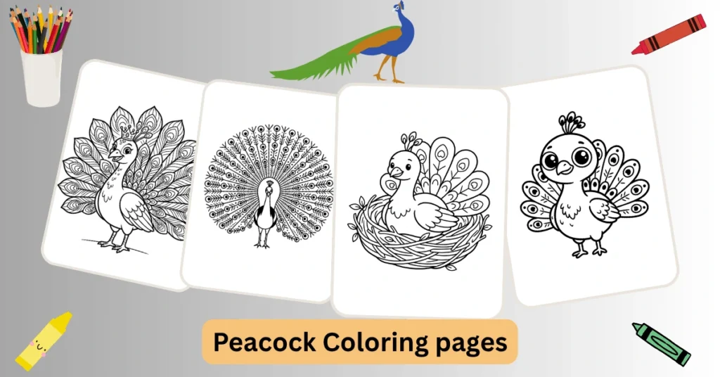 Peacock coloring pages. Free printables for kids